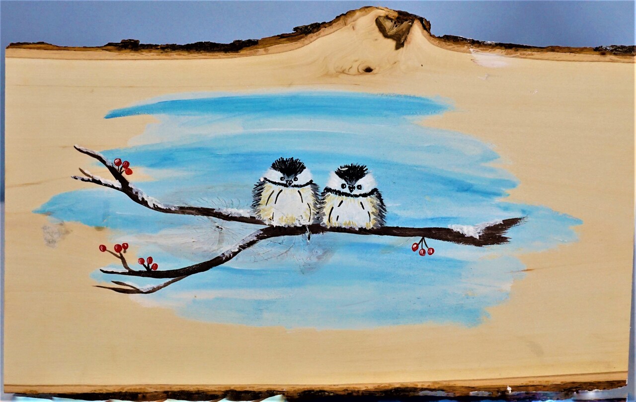 Christmas Paint Kit - Chickadees Acrylic Painting Kit & Video Lesson, Christmas Craft, Art Gift Set, DIY Christmas, Paint At Home